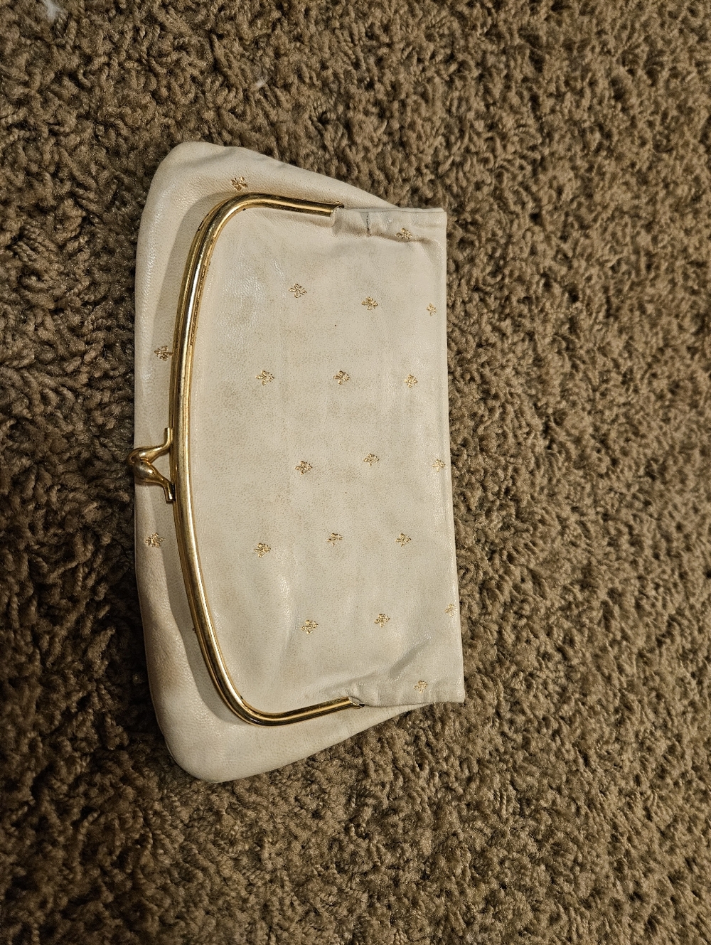 Vintage Elegant White Clutch with Gold Accents